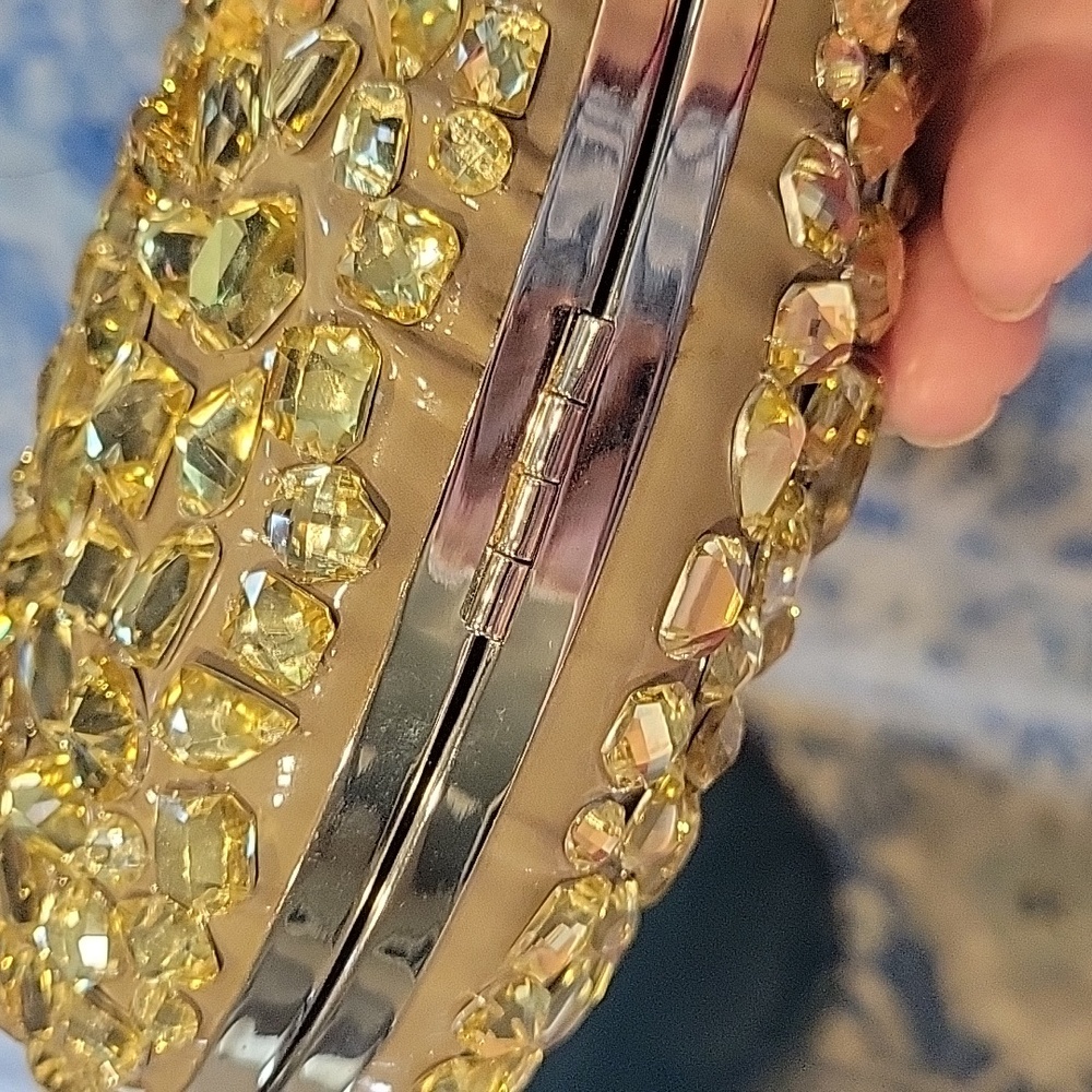 Elegant Small Golden Yellow" Topaz Gemstone/ Silver Trim Crystal Clutch - Picture 5 of 5